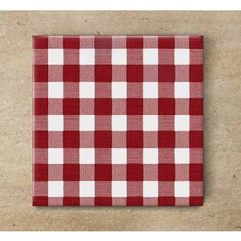 Red checkered tablecloth - ceramic tile trivet