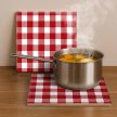 Red checkered tablecloth - ceramic tile trivet