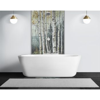 birch forest path with white trunks – ceramic tile mural