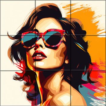Ceramic tile mural - pop art -woman face  Ceramic tile mural - pop art -woman face