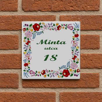 Kalocsai mintás kerámia házszámtábla