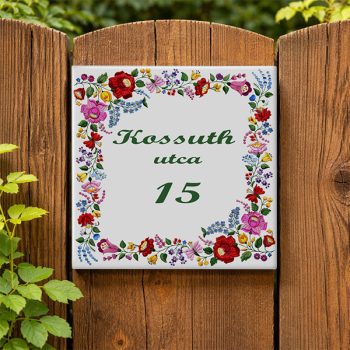 Kalocsai mintás kerámia házszámtábla