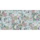 Ceramic tile mural with birds, raspberries, blackberries and flowers for kitchen decor