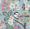Ceramic tile mural with birds, raspberries, blackberries and flowers for kitchen decor