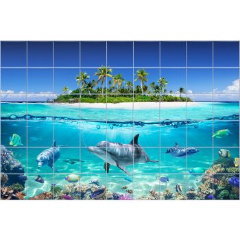 Fürdőszoba csempe delfines mintával 160x120 Fürdőszoba csempe delfines mintával 160x120