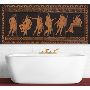 Antik görög jelenetes fürdőszobai csempe