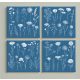 Ceramic tile mural - wildflowers on blue