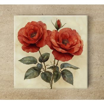 Red roses - ceramic tile trivet