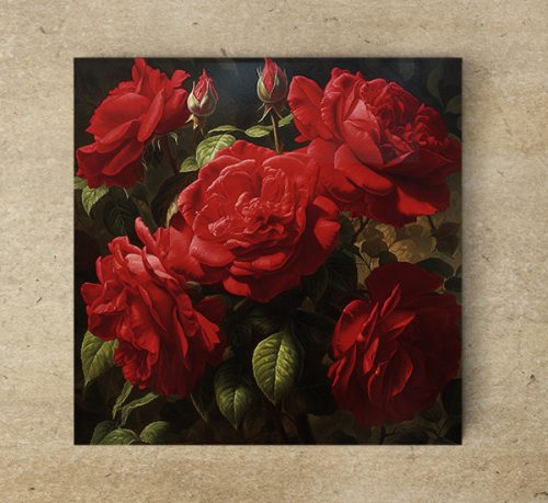 Red roses - ceramic tile trivet