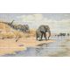 Ceramic tile mural - elephants at the lake 