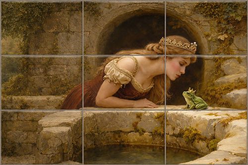 Békakirály - mesejelenet mintás fali csempe