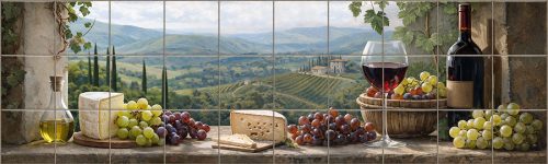 Ceramic tile mural - drink - Wine tasting table 