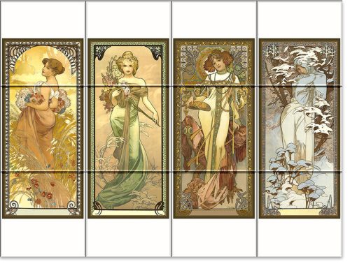 Alfons Mucha  csempe (80 x 60 cm)