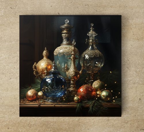 Edényalátét csempe - antik Karácsonyi csendélet
