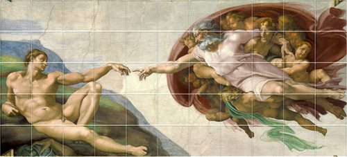 Csempekép mozaik - Mitológia - Ádám teremtése  