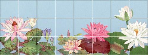 Ceramic tile mural - Lotus flowers