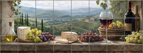 Ceramic tile mural - drink - Wine tasting table 