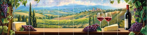 Ceramic tile mural - drink - Wine tasting table 