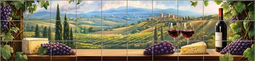 Ceramic tile mural - drink - Wine tasting table 