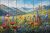 Mountain landscape with wildflowers – ceramic tile mural decor tile