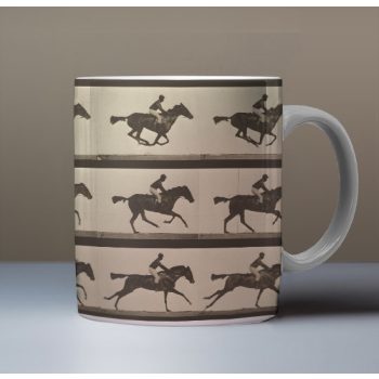 vintage mug with horse motion sequence