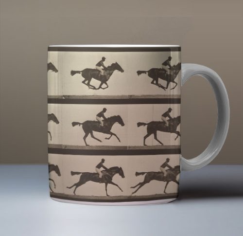 vintage mug with horse motion sequence