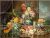 Parrot and fruit still life ceramic tile mural with flowers