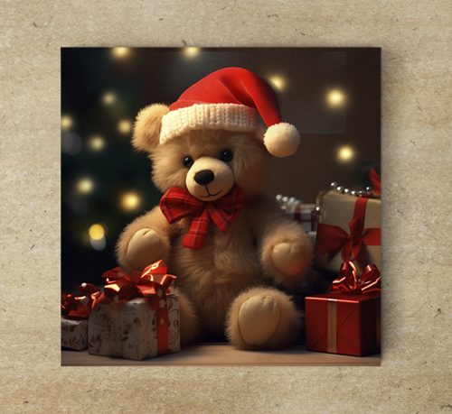 Santa teddy tile trivet