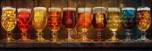 Variations of beer - tile mural