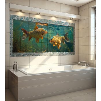 Tile mural - golden carps
