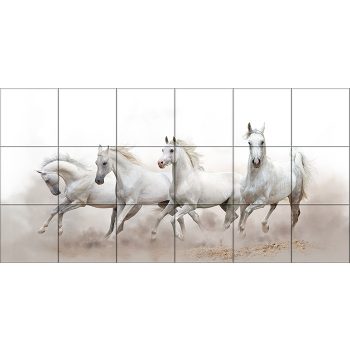 Fehér lovak -  mozaik csempe (120x60cm) Fehér lovak -  mozaik csempe (120x60cm)