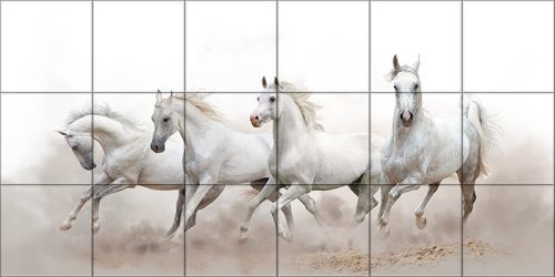 Fehér lovak -  mozaik csempe (120x60cm)