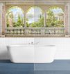 Mediterranean Tile Mural with Classic Terrace, Pavilion and Lake View