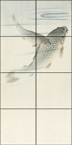 Mosaic tiles - water world - fish - carp - japanese