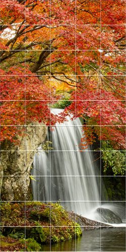 Erdő és vízesés  - mozaik csempe (180x90 cm)
