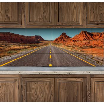 Route 66 stretching through red canyons – kitchen tile