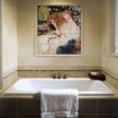 Pre-Raphaelite woman with mirror and roses – ceramic tile mural
