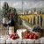 ceramic tile mural with tuscan still life wine grapes and cheese