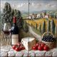 ceramic tile mural with tuscan still life wine grapes and cheese