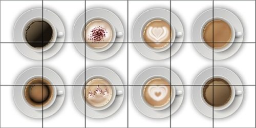 Kávéscsészék  - mozaik csempe 