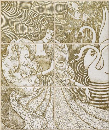 Ceramic tile mural - Art nouveau tile mural 