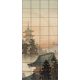 Vertical ceramic tile mural showing a Japanese pagoda, temple roof, and rainbow in a peaceful setting