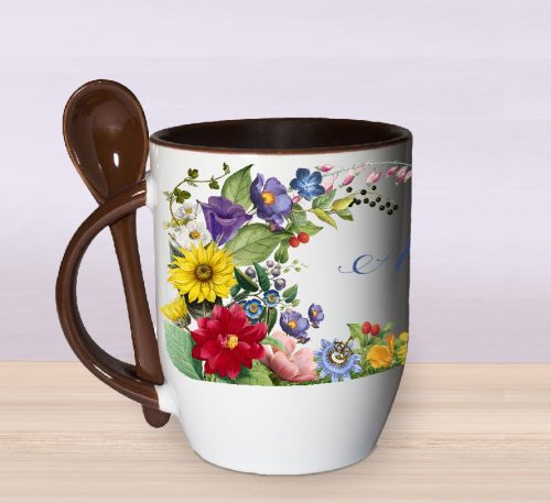 Unique personalized name mug with spoon 