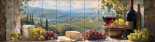 Ceramic tile mural - drink - Wine tasting table 