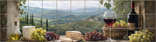 Ceramic tile mural - drink - Wine tasting table 