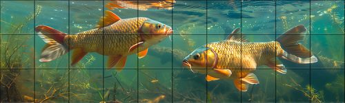 Tile mural - golden carps