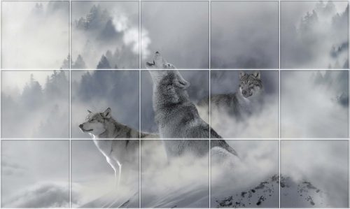 Tile mural - wildlife - wolves 