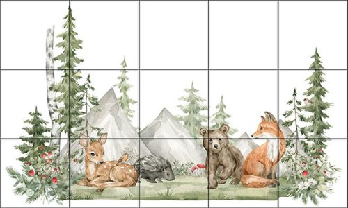 Erdei állatok - mozaik csempe (100x60cm)