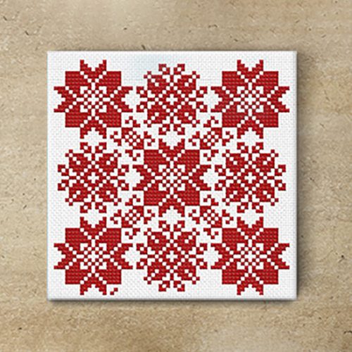 Beregi keresztszemes mintás edényalátét csempe. Dekoratív kerámialap.