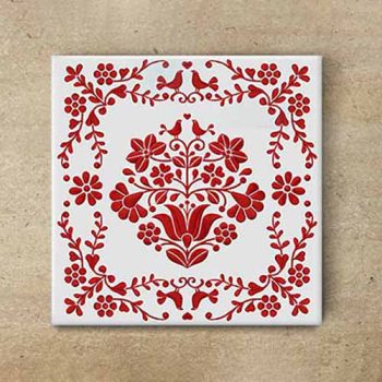 Ceramic tile with Hungarian folk motif